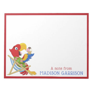 Beach Macaw custom text notepads