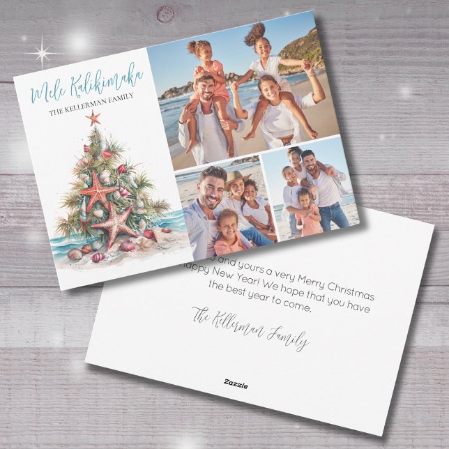 Beach Mele Kalikimaka Christmas Family Photo Holiday Card (Beach Mele Kalikimaka Christmas Family Photo Holiday Card)