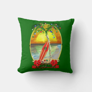 Beach Mele Kalikimaka Throw Pillow