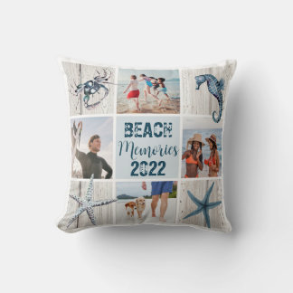 Beach Memories - 4 Custom Photos Throw Pillow