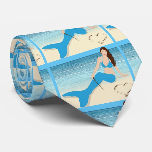 Beach Mermaid Valentine Thunder_Cove Tie (Rolled)