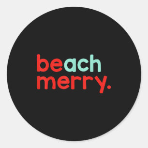 Beach Merry Christmas Classic Round Sticker