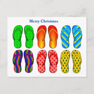 Beach Merry Christmas Flip Flops Postcard