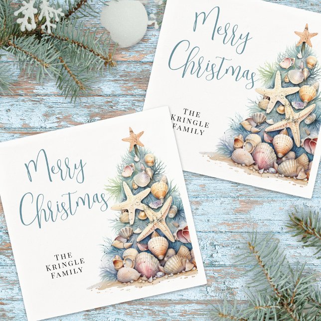 Beach Merry Christmas Party Napkin (Beach Merry Christmas Napkins)
