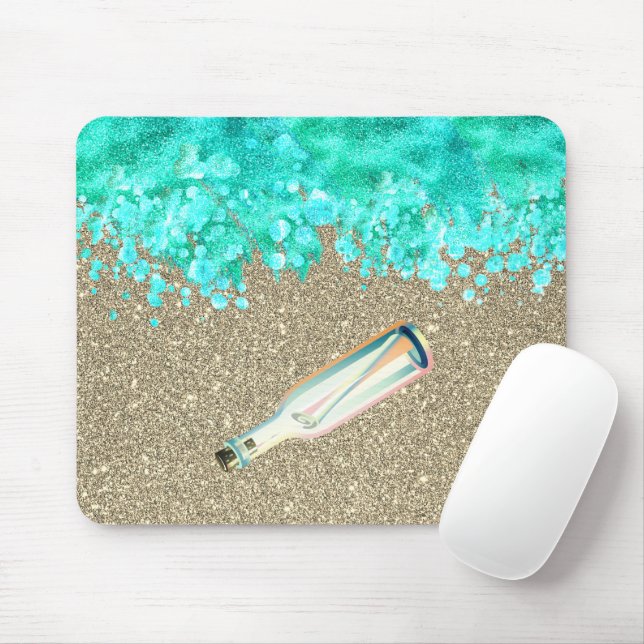 Beach message in a bottle shoreline ocean sand mouse pad (With Mouse)