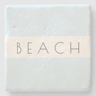 Beach Modern Blue White Typography Coastal Stone Coaster
