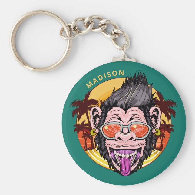 Beach Monkey custom name key chains (Front)