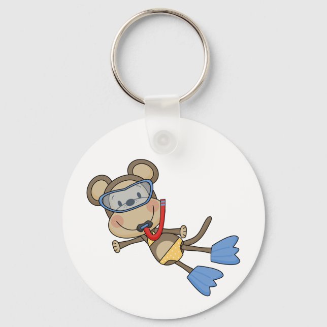 Beach Monkey Snorkelling Tshirts and Gifts Keychain (Front)
