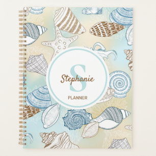 Beach Monogram Seashells Pattern Planner