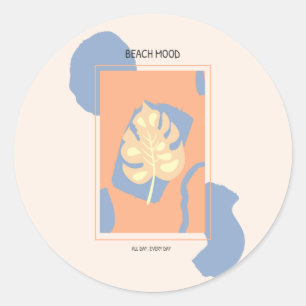Beach Mood Abstract Tropical Leaf Classic Round Sticker