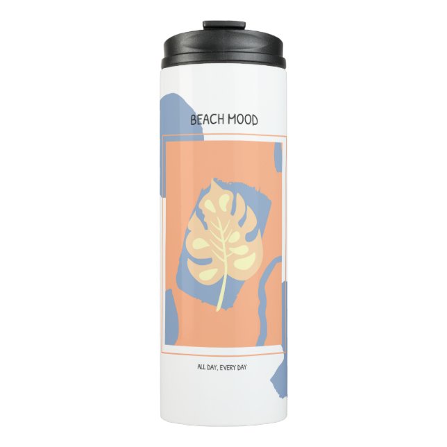Beach Mood Abstract Tropical Leaf Thermal Tumbler (Front)