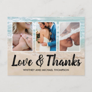Beach Multiple Wedding Photo Thank You Postcard