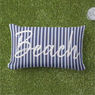 Beach/nautical/coastal blue striped lumbar pillow