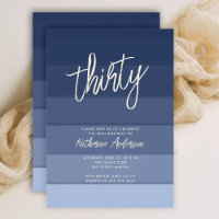 Beach Nautical Navy Stripes Modern 30th Birthday