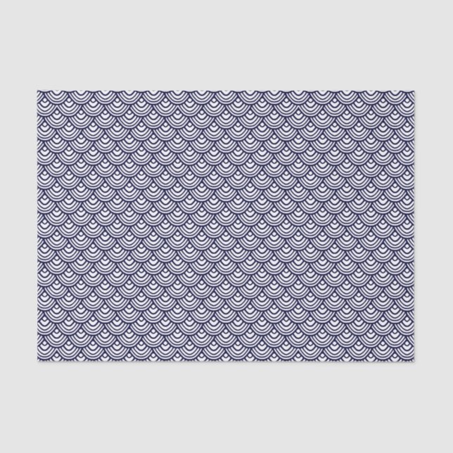 Beach Nautical Shell Pattern Navy Blue and White Tissue Paper (Front)