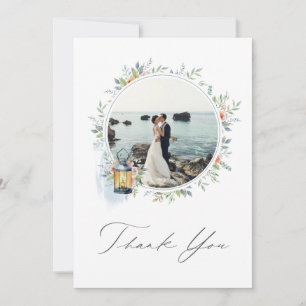 Beach Nautical Theme Wedding Photo Thank You Card