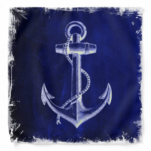 beach navy blue coastal chic nautical  anchor bandana