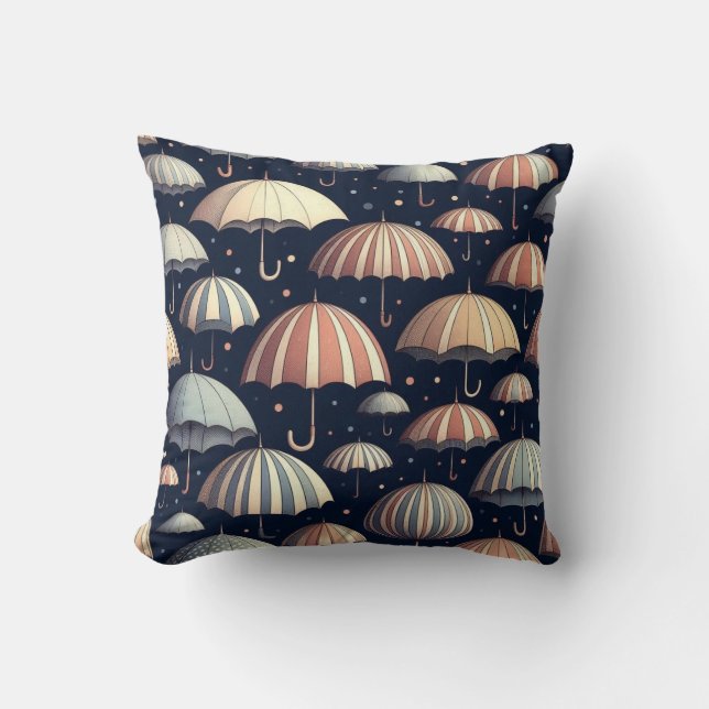 Beach Nights in The Rain Throw Pillow (Front)