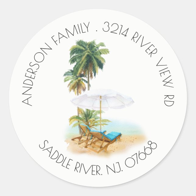 Beach | Nouveau Sticker Étiquette de adresse Home (Devant)
