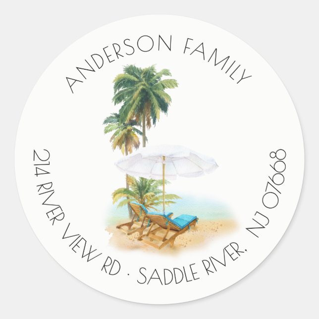 Beach | Nouveau Sticker Étiquette de adresse Home (Devant)