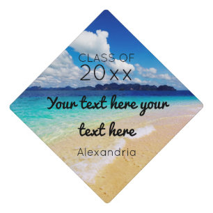 Beach & Ocean and Your Text Graduation Cap Topper