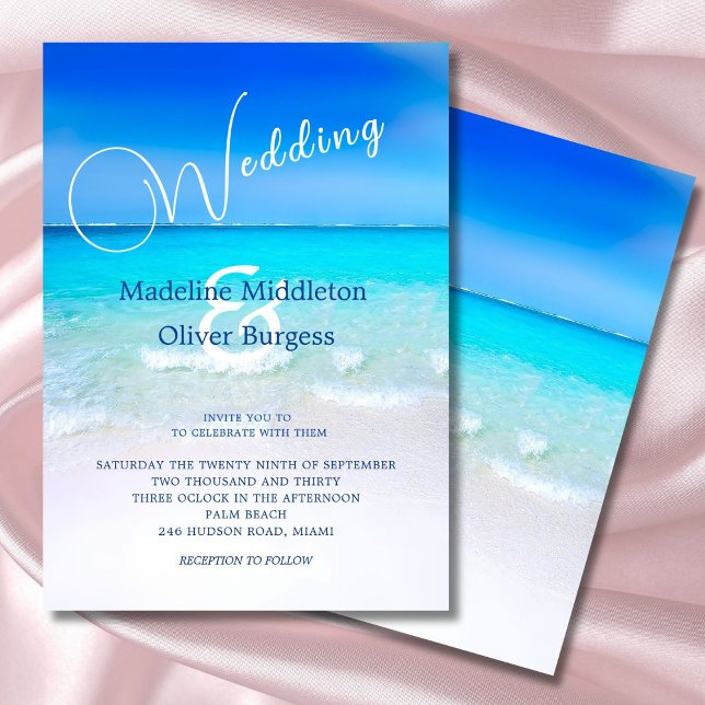 Beach Ocean Blue Tropical Destination Wedding Invitation (Creator Uploaded)