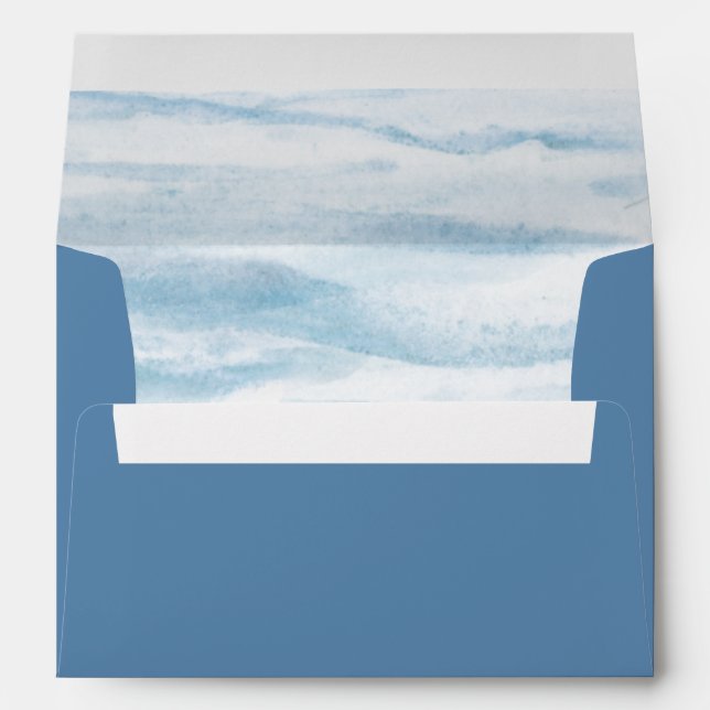 Beach Ocean Coastal Dusty Blue Bridal Shower  Envelope (Back (Bottom))