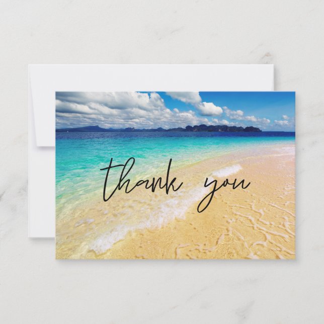 Beach & Ocean Destination Wedding or Party Thank You Card (Front)