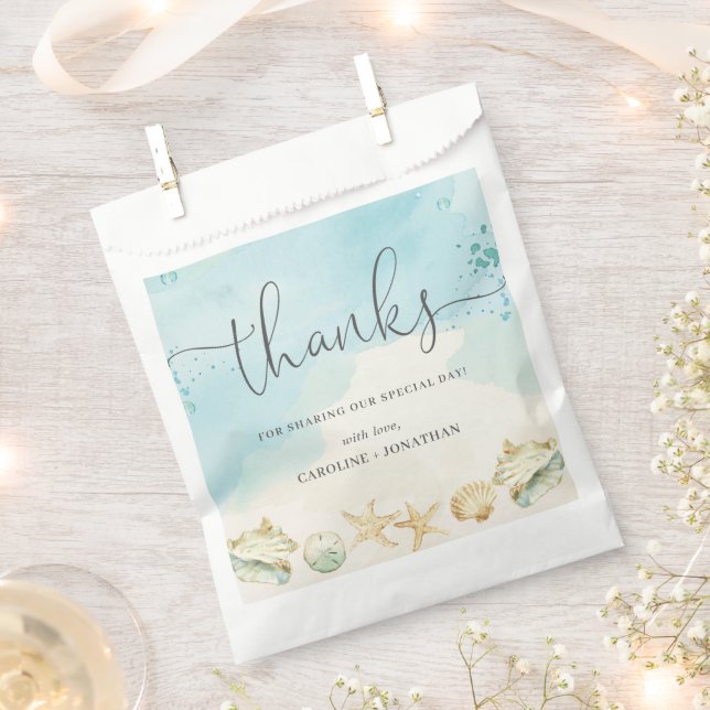 Beach Ocean Destination Wedding Thank You  Favour Bag (Clipped)