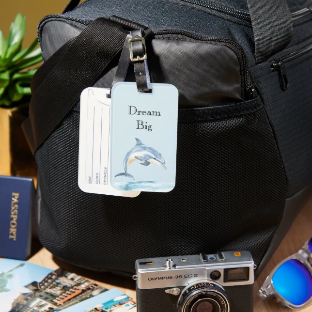 Beach Ocean Dolphin Luggage Tag (Front & Back)