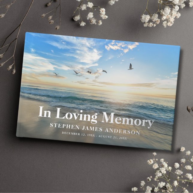 Beach Ocean Funeral Memorial Livre d'or (Beach Photo Memorial Guest Book)