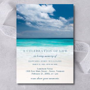 Beach Ocean Funeral Sympathy Celebration of Life Invitation