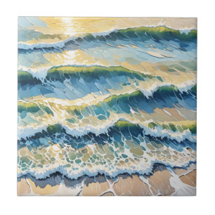 Beach Ocean Green Blue Yellow Design 345 Tile