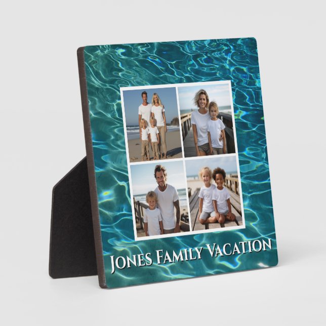 Beach ocean lake water personalize photo template plaque (Front)