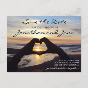 Beach Ocean Love Heart Wedding Save the Date Announcement Postcard