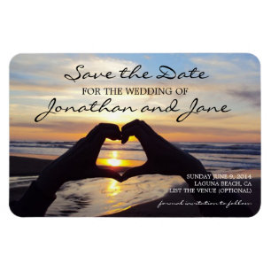 Beach Ocean Love Heart Wedding Save the Date Magnet