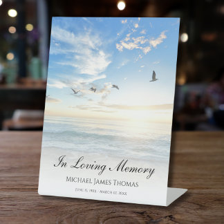 Beach Ocean Memorial or Funeral Photo Tribute Pedestal Sign