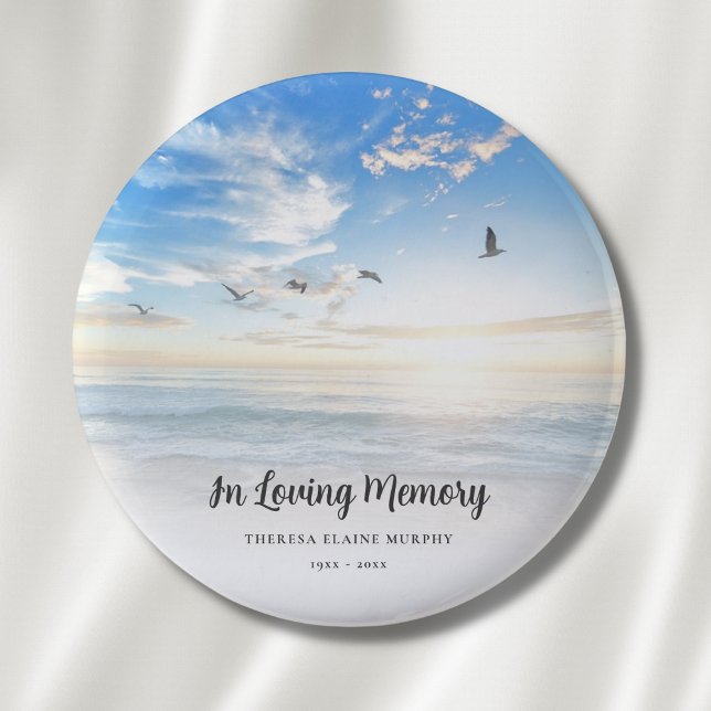 Beach Ocean Memorial or Funeral Tribute 2 Inch Round Button (Creator Uploaded)