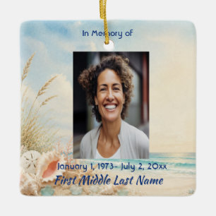Beach Ocean Memorial Prayer Card Photo Keepsake Ceramic Ornament