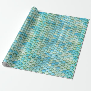 Beach Ocean Mermaid Fish Scales Wrapping Paper