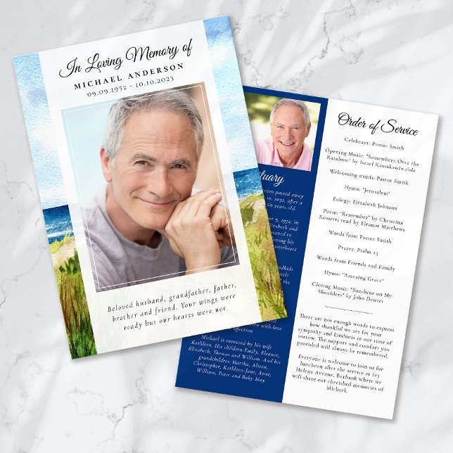 Beach Ocean Photo Memorial Service Program (Creator Uploaded)