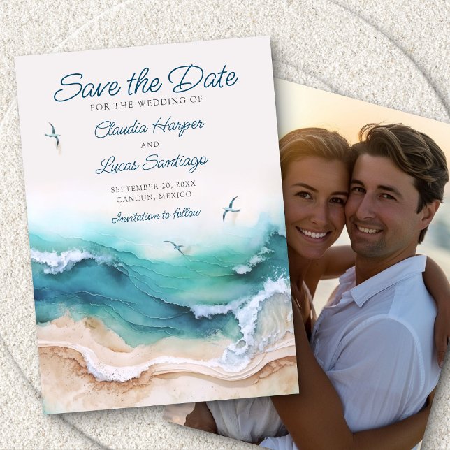 Beach Ocean Photo Wedding Save The Date (Creator Uploaded)