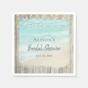 Beach Ocean Rustic Wood Bridal Shower Napkin