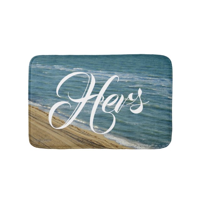 Beach Ocean Sand Blue Tropical His/Hers Mr/Mrs Bath Mat (Front)