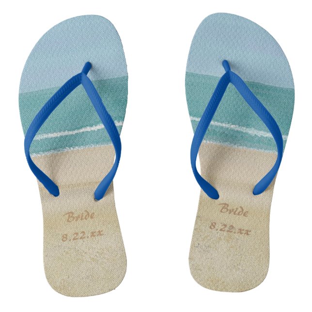 Beach Ocean Sand Bride Wedding Flip Flops (Footbed)