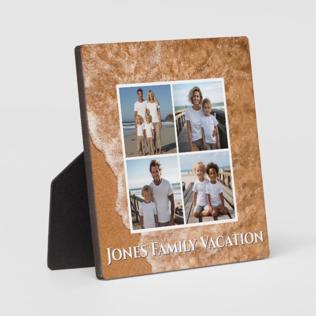 Beach ocean sand surf personalize photo template plaque (Front)
