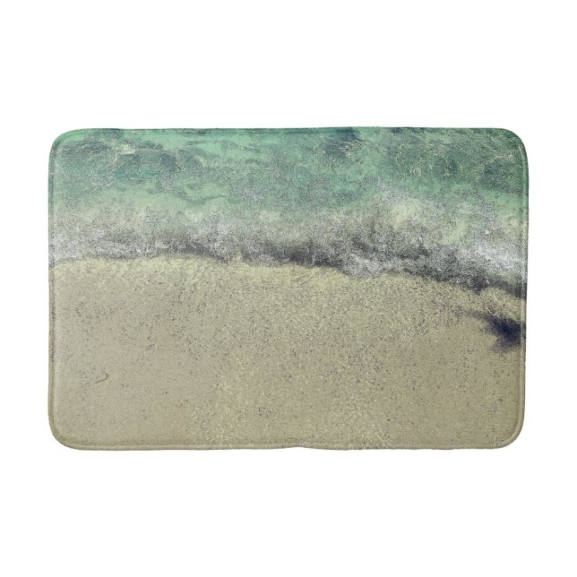 Beach Ocean Sea Abstract Teal Blue Green Fine Art Bath Mat (Front)