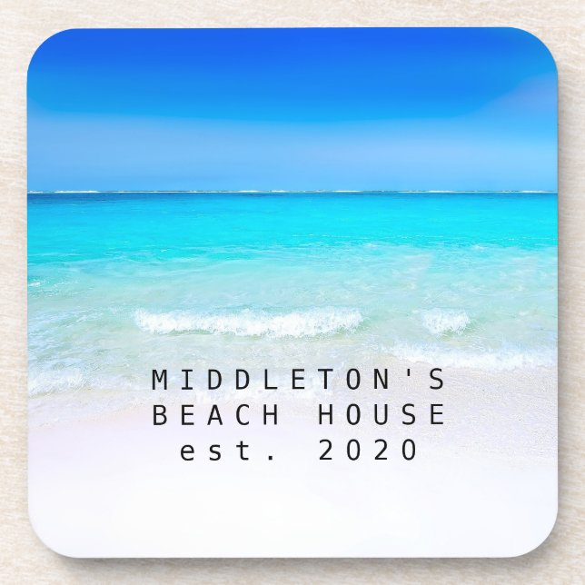 Beach Ocean Sea and Sand Blue Aqua Personal Family Coaster (Front)