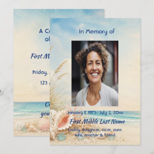 Beach Ocean Sea Celebration Life Memorial Service Invitation