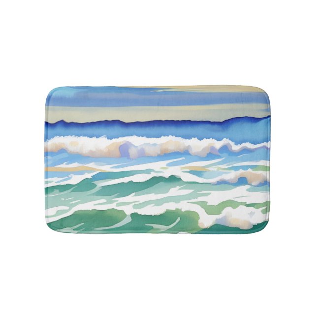 Beach Ocean Sea Design 300 Blue Green Bath Mat (Front)